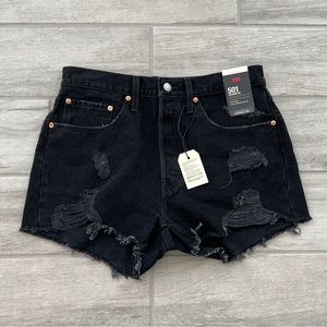 Levi’s 501 Shorts Black Distressed